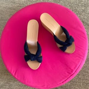 brand new navy blue LOEFFLER RANDALL Taylor wedge heel slide mules - sz 8
